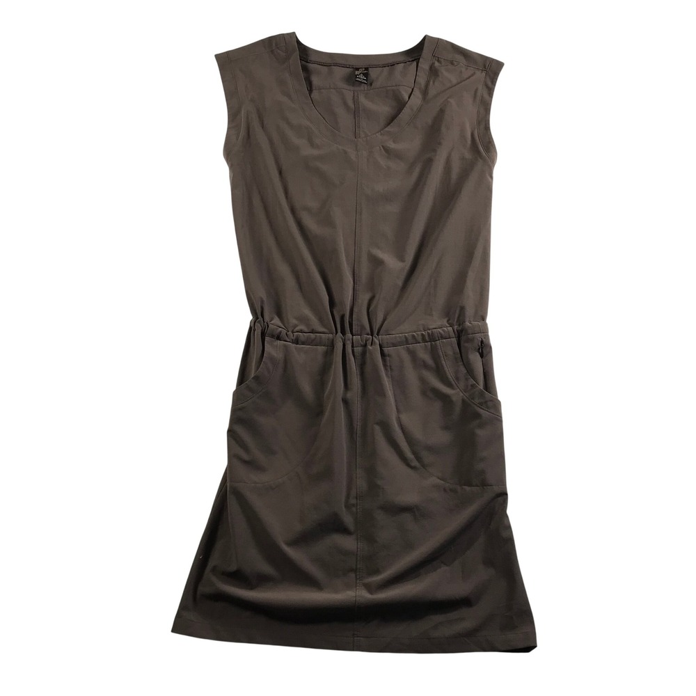 Prana Womens XS Brown Sleeveless Elastic Waist Athletic Hiking Pocket Dress